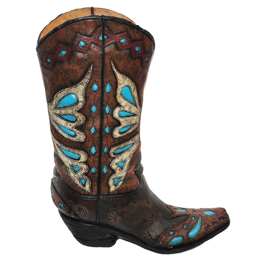 Turquoise Cowboy Boot Vase